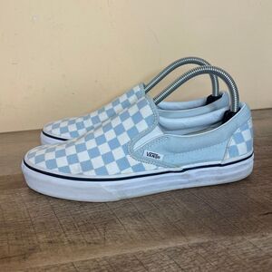 VANS CLASSIC SLIP ON US MEN 7 WOMEN 8.5 BABY BLUE CHECKERBOARD